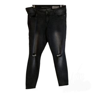 Rocks & Indigo women's denim black jeans distressed + faded JR plus size 18